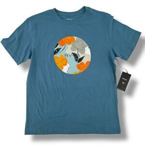 RVCA Floral Logo T Shirt Big Boys Size XL 16 Blue